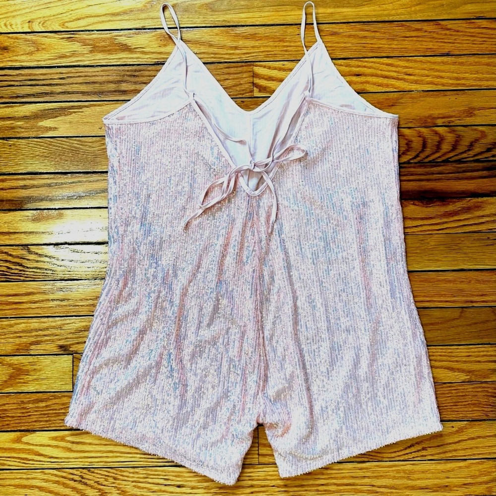 Victoria's Secret Pink Sequin Romper V Neck Party XL Altered Barbiecore Coquette - Picture 4 of 7